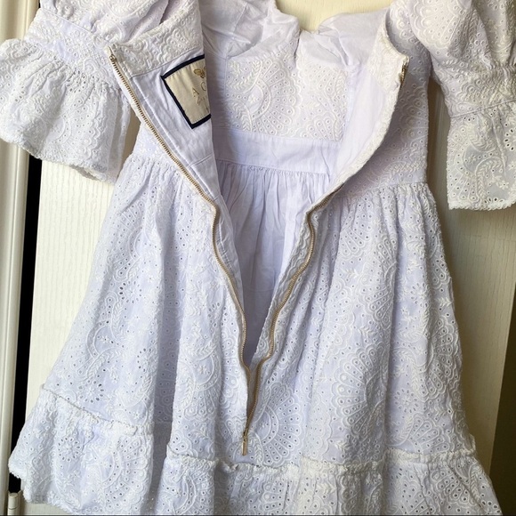 Agua Bendita Dress Cedro Bruma Embroidered Lace Eyelet White M NWT - Picture 8 of 13